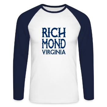 Richmond - Virginia - United States of America USA - Unisex Long Sleeve Baseball T-Shirt - white/navy - Front - Nik (191cm)