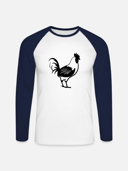 Hen - Unisex Long Sleeve Baseball T-Shirt - white/navy