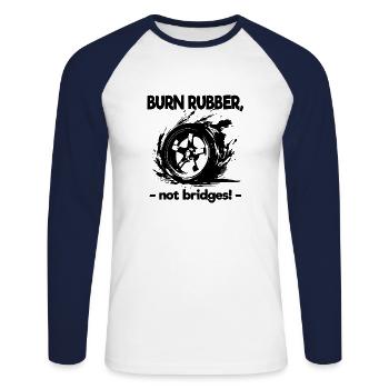 Burn Rubber Burnout Auto Tuning Car Drifting Drift - Unisex Long Sleeve Baseball T-Shirt - white/navy - Front - Nik (191cm)