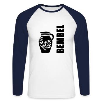 Bembel - Der original Apfelweinbembel #FFM #069 - Unisex Baseballshirt langarm - Weiß/Navy - Vorne - Nik (191cm)