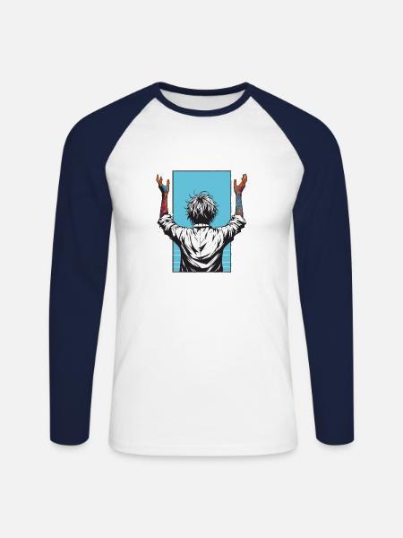 surrender to the sky - Unisex Long Sleeve Baseball T-Shirt - white/navy