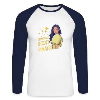 Philippines Drapeau philippin Philippines I Cadeau - T-shirt baseball manches longues Homme - blanc/marine - Devant - Nik (191cm)