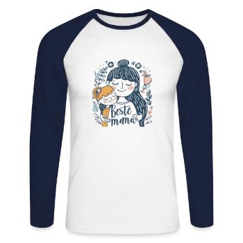 Beste Mama Muttertag - Unisex Baseballshirt langarm - Weiß/Navy - Vorne - Nik (191cm)