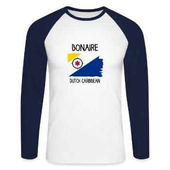 Bonaire - Kralendijk - Karibik - Dutch Caribbean - Unisex Long Sleeve Baseball T-Shirt - white/navy - Front - Nik (191cm)