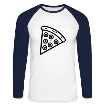 part de pizza - T-shirt baseball manches longues Homme - blanc/marine - Devant - Nik (191cm)