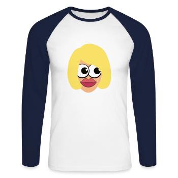Blonde woman with makeup - Unisex Long Sleeve Baseball T-Shirt - white/navy - Front - Nik (191cm)
