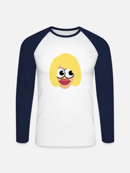 Blonde Frau mit Make-up - Unisex Baseballshirt langarm - Weiß/Navy