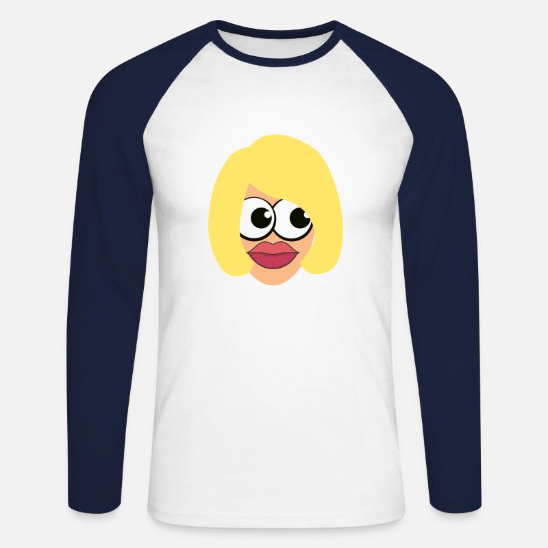 Blonde Frau mit Make-up - Unisex Baseballshirt langarm - Weiß/Navy