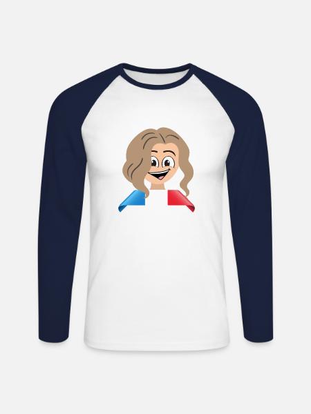 eine Französin - Unisex Baseballshirt langarm - Weiß/Navy