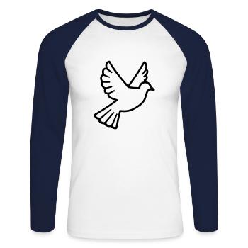 Colombe - T-shirt baseball manches longues Homme - blanc/marine - Devant - Nik (191cm)