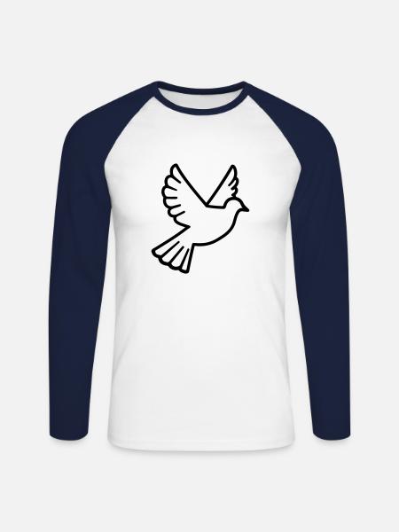 Dove - Unisex Long Sleeve Baseball T-Shirt - white/navy