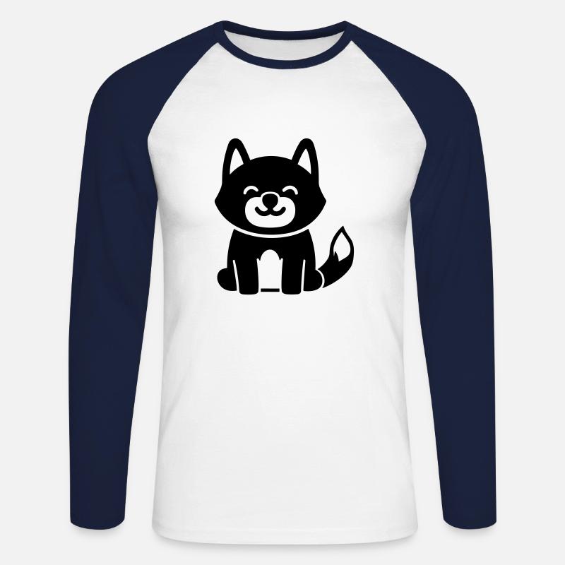 Hund - Unisex Baseballshirt langarm - Weiß/Navy