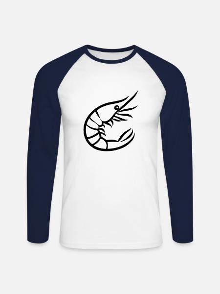 Shrimp - Unisex Long Sleeve Baseball T-Shirt - white/navy