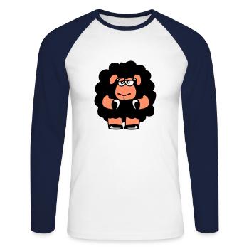 Schwarzes Schaf Traurig Unsicher Müde Lustig Süß - Unisex Baseballshirt langarm - Weiß/Navy - Vorne - Nik (191cm)