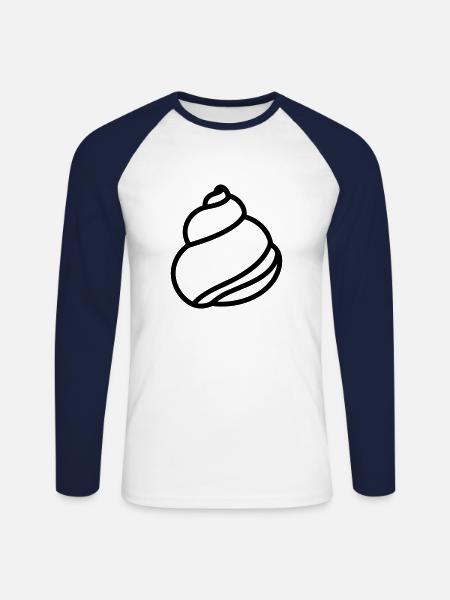 Shell - Unisex Long Sleeve Baseball T-Shirt - white/navy