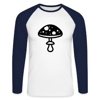 Pilz - Unisex Baseballshirt langarm - Weiß/Navy - Vorne - Nik (191cm)