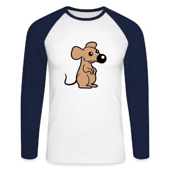 Souris Grand Nez Souris Petit Rat Rongeur Mignon - T-shirt baseball manches longues Homme - blanc/marine - Devant - Nik (191cm)