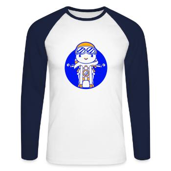Bird Motorcycle Riding Biker Motorcyclist Hobby - Unisex Long Sleeve Baseball T-Shirt - white/navy - Front - Nik (191cm)