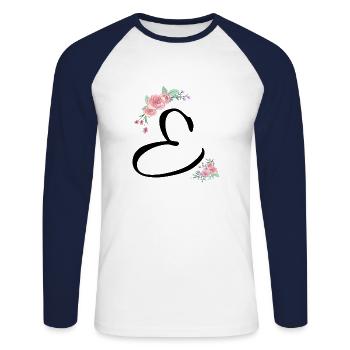 Brief und Blumen - Unisex Baseballshirt langarm - Weiß/Navy - Vorne - Nik (191cm)