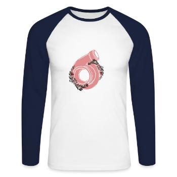 Turbo - T-shirt baseball manches longues Homme - blanc/marine - Devant - Nik (191cm)