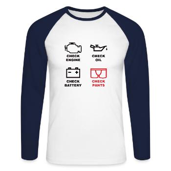 automobile - Unisex Long Sleeve Baseball T-Shirt - white/navy - Front - Nik (191cm)