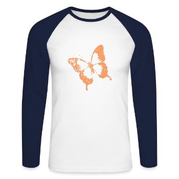 beautiful butterfly - Unisex Long Sleeve Baseball T-Shirt - white/navy - Front - Nik (191cm)
