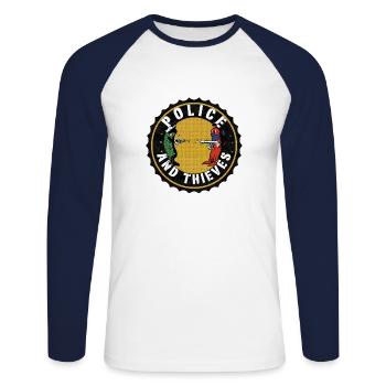 Police And Thieves - Unisex Long Sleeve Baseball T-Shirt - white/navy - Front - Nik (191cm)