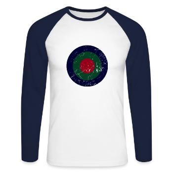 Vintage Navy Green Red Roundel - Unisex Long Sleeve Baseball T-Shirt - white/navy - Front - Nik (191cm)