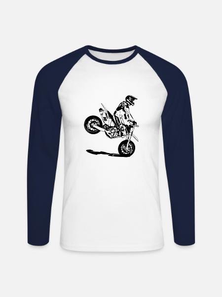 Supermoto - Unisex Baseballshirt langarm - Weiß/Navy