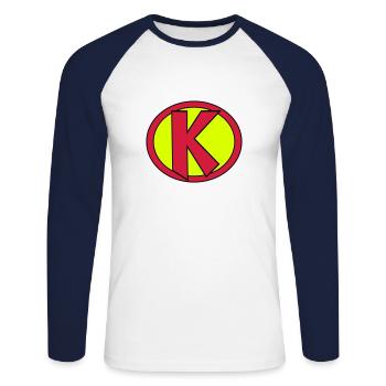 Super, Superheld, Superheldin, Hero, K - T-shirt baseball manches longues Homme - blanc/marine - Devant - Nik (191cm)