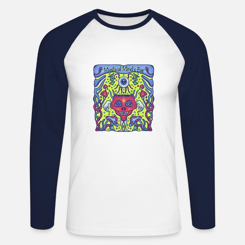 Groovy Psychedelic - Unisex Baseballshirt langarm - Weiß/Navy
