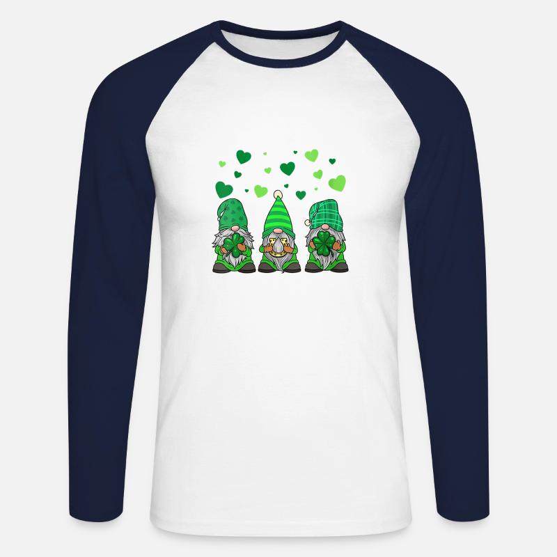 Womens Gnome Leprechaun - Unisex Baseballshirt langarm - Weiß/Navy