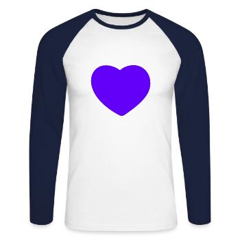Coeur violet - T-shirt baseball manches longues Homme - blanc/marine - Devant - Nik (191cm)