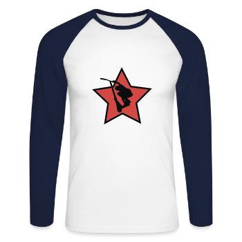 Grab - T-shirt baseball manches longues Homme - blanc/marine - Devant - Nik (191cm)