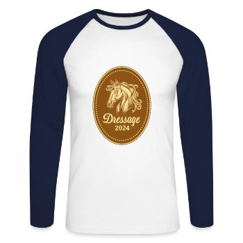 Dressage - Unisex Long Sleeve Baseball T-Shirt - white/navy - Front - Nik (191cm)