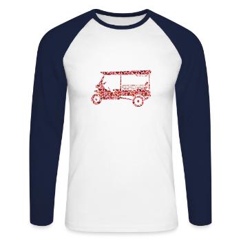Tuk-Tuk plein d’amour - T-shirt baseball manches longues Homme - blanc/marine - Devant - Nik (191cm)