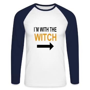 I'm With The Witch Halloween Kostüm - Unisex Baseballshirt langarm - Weiß/Navy - Vorne - Nik (191cm)
