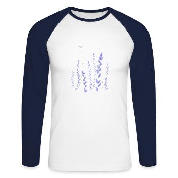 lavender - Unisex Long Sleeve Baseball T-Shirt - white/navy - Front - Nik (191cm)