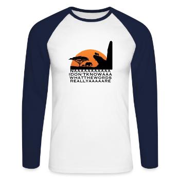 Lion King picture - Unisex Long Sleeve Baseball T-Shirt - white/navy - Front - Nik (191cm)