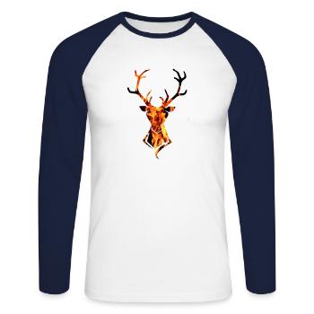 Deer fire flame - Unisex Long Sleeve Baseball T-Shirt - white/navy - Front - Nik (191cm)