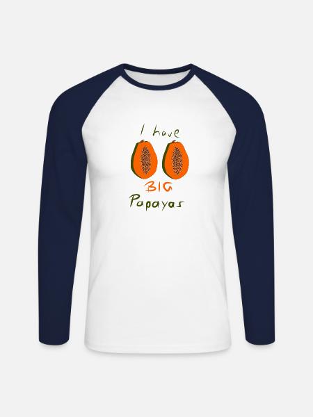 Big Papayas - Unisex Long Sleeve Baseball T-Shirt - white/navy