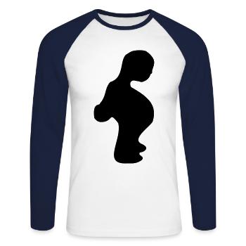 Männchen - Unisex Baseballshirt langarm - Weiß/Navy - Vorne - Nik (191cm)