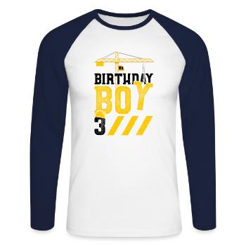 Birthday Boy 3 - 3rd birthday - Unisex Long Sleeve Baseball T-Shirt - white/navy - Front - Nik (191cm)
