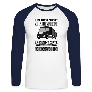 LKW Fahrer Lastwagen fahren Spruch Sprüche - Unisex Baseballshirt langarm - Weiß/Navy - Vorne - Nik (191cm)
