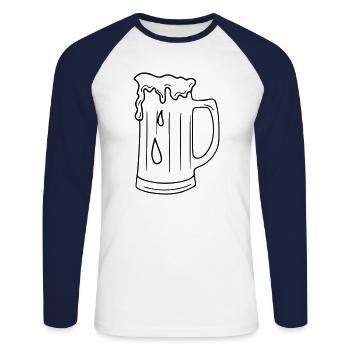 Beer Drawing Party Celebrations Black - Unisex Long Sleeve Baseball T-Shirt - white/navy - Front - Nik (191cm)