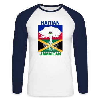 Haiti Haitian Jamaica Combination I Gift - Unisex Long Sleeve Baseball T-Shirt - white/navy - Front - Nik (191cm)