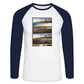 Travel Bilder - Unisex Baseballshirt langarm - Weiß/Navy - Vorne - Nik (191cm)