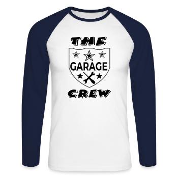 Garage - T-shirt baseball manches longues Homme - blanc/marine - Devant - Nik (191cm)