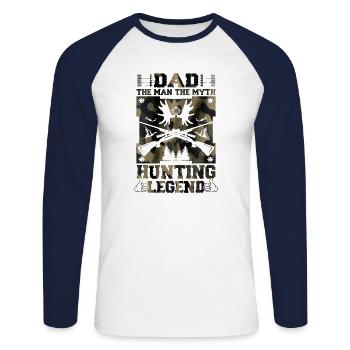 Chasse, gibier, chasse, nature, chasseur, faune animale - T-shirt baseball manches longues Homme - blanc/marine - Devant - Nik (191cm)