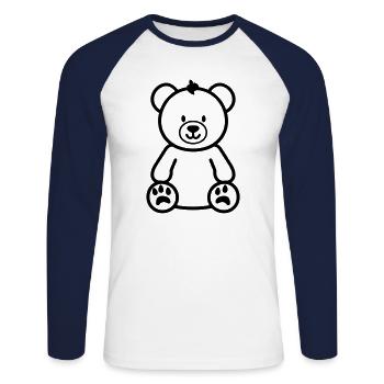 Teddybär - Unisex Baseballshirt langarm - Weiß/Navy - Vorne - Nik (191cm)
